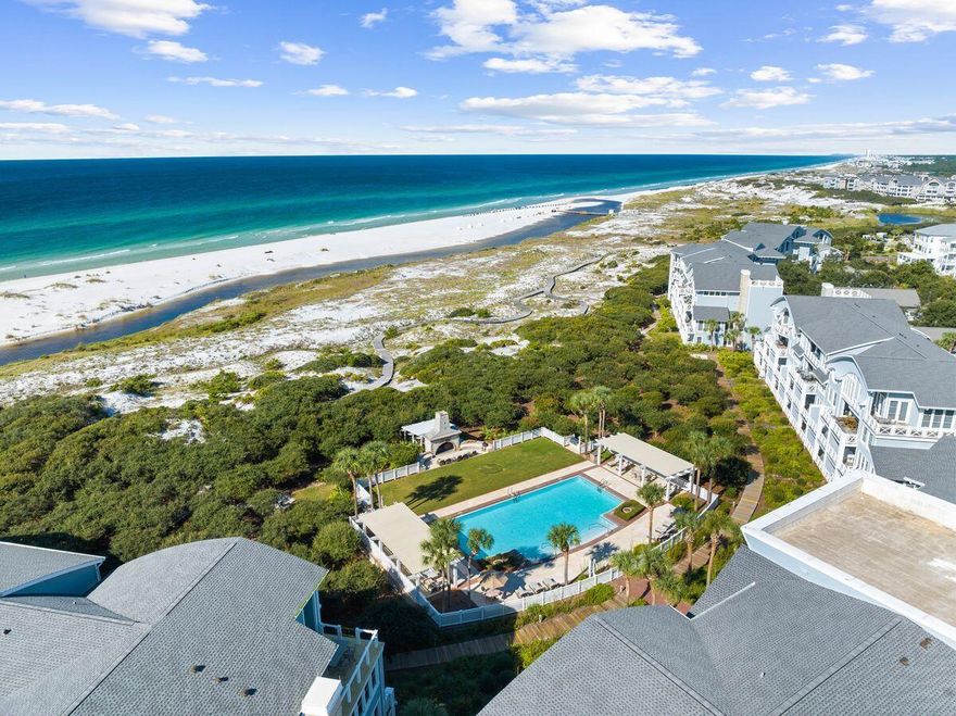 Discover unparalleled luxury and breathtaking Gulf views in this professionally designed 3-bedroom + bunk room, 3.5-bathroom condo in WaterSound Beach. Ideally located in the highly sought-after WaterSound Crossings, this two-story residence offers private deeded beach access, an attached garage, and is the only available unit with a private elevator--a rare and valuable feature.

Step inside to find an elegantly updated interior with custom lighting, countertops, tile, and fully renovated bathrooms, along with all-new designer furnishings. The open-concept living area is bathed in natural light, boasting expansive Gulf views and multiple balconies that invite you to unwind and take in the serene landscape of vast sand dunes and emerald waters.