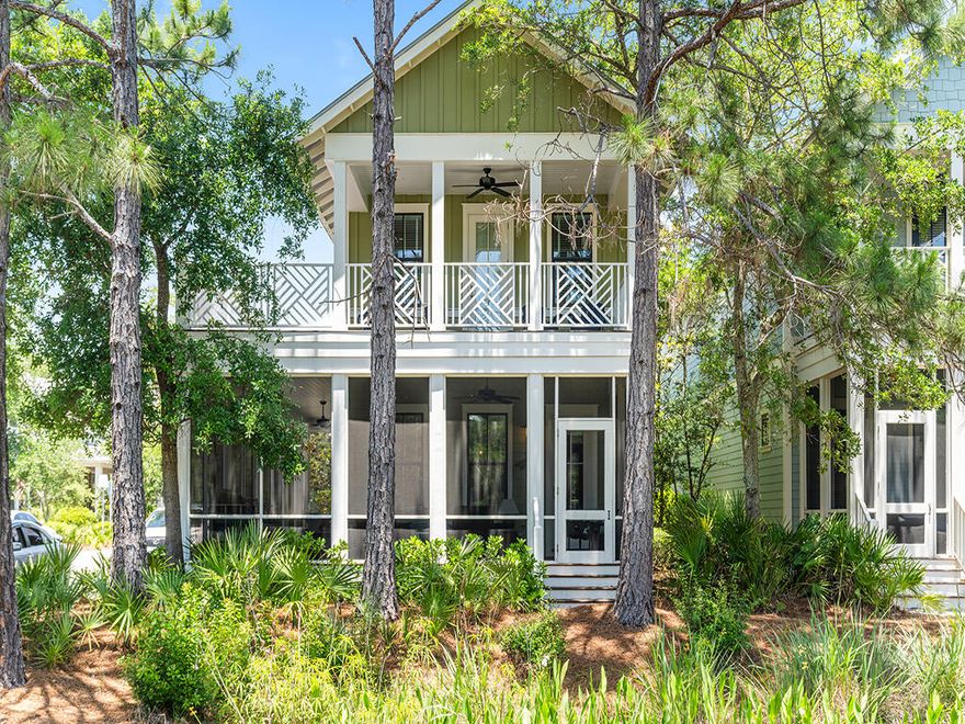 Perfectly positioned just steps from the Dragonfly Pool and overlooking the lush green space of Dragonfly Park, this charming home was designed with both comfort and entertaining in mind. The thoughtfully curated floor plan offers four bedrooms, two of which feature primary suite configurations, alongside four and a half baths, as well as a charming built-in bunk room ideal for guests or younger visitors. The first level primary suite provides ease and privacy, while multiple living areas, including a spacious second floor retreat, create an effortless flow for gathering and relaxation. Rich hardwood floors run throughout, complementing the home's timeless coastal aesthetic. 
Offered fully furnished, the home is move-in ready and equally suited as a primary residence, second home, or investment property. Outdoor living is equally inviting, with a generous wraparound screened porch overlooking the park and a second level wraparound balcony, ideal for morning coffee or evening cocktails under the coastal breeze.
Residents of WaterColor enjoy an unmatched lifestyle, with access to the private beach club, resort-style pools, fitness center, tennis and pickleball courts, scenic walking and biking trails, and the boathouse on Western Lake for paddleboarding and kayaking. All of this, just moments from celebrated dining, boutique shopping, and entertainment along 30A. This is an exceptional offering in a premier location so schedule your private showing and experience the very best of WaterColor living.