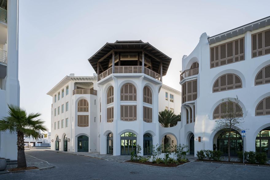 In the heart of our New Urbanist beach town, situated at the northeast end of the Amphitheatre among the restaurants and shops of the growing Town Center, the condominiums at The Dannelly & Varian will offer owners the chance to experience the liveliness and luxury of the Town of Alys Beach. Designed by architect Michael G. Imber of San Antonio, Texas.
