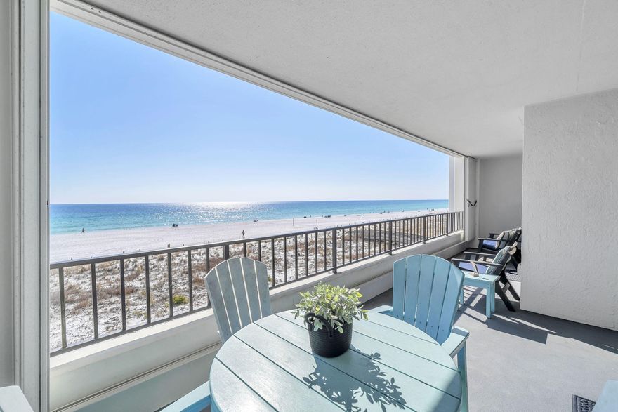 Pick Surf Dweller for the 400 foot Gulf coast views   from master suite and living areas.
Buy unit 303,  Island Paradise,  If you want a fully furnished condo that accommodates multiple cooks in the kitchen, seated dining for eleven, and comfy TV watching for eight. 
Fresh renovations include primary suite bath w/walk in shower, hall tub bath &vanities, upgraded living area tile and bedroom carpet. 
Amenities include secure beach sunset bathrooms, Fitness room, covered parking under tennis courts, north side adult &kiddie pools. BBQ picnic area
a thirty foot wide balcony with full 180 degree unobstructed view of sparkling emerald water sunsets. Air Conditioning condenser replaced August 2025. 
Refrigerator replaced April 2025
Both bathroom shower/tub inserts replaced 2025
Neighborhood quiet time is from 9 pm to 9am. 
The assessment for COA fees was $2718.28 for Q1 2026 and is rising to $3,819.77. 
The SIRS required repairs are referenced in the Surf Dweller budget which is available in the document section. 
This adjustment is expected to fund the following types of repairs which are in various phases of  completion: fireproofing, 
windows, doors, plumbing, roofing, painting, structure and waterproofing.