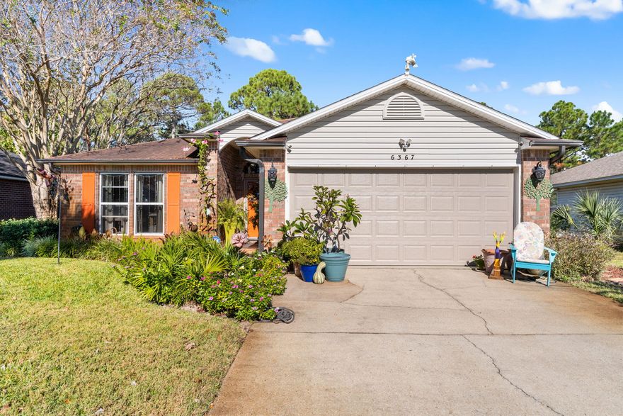 Welcome to Hidden Shores community! Come see this well maintained and updated home! With an open floor plan, walk in tiled shower in master, all updated vinyl plank flooring and tile throughout, no carpet! New HVAC system installed 2025! Step out into a private wooded backyard oasis. There is a he/she shed that conveys as-is with power and water hookup! This home is tucked away in a quite unique setting. Perfect for a small family or retired couple. Just minutes to shopping, dinning and the most beautiful beaches on the Emerald Coast!