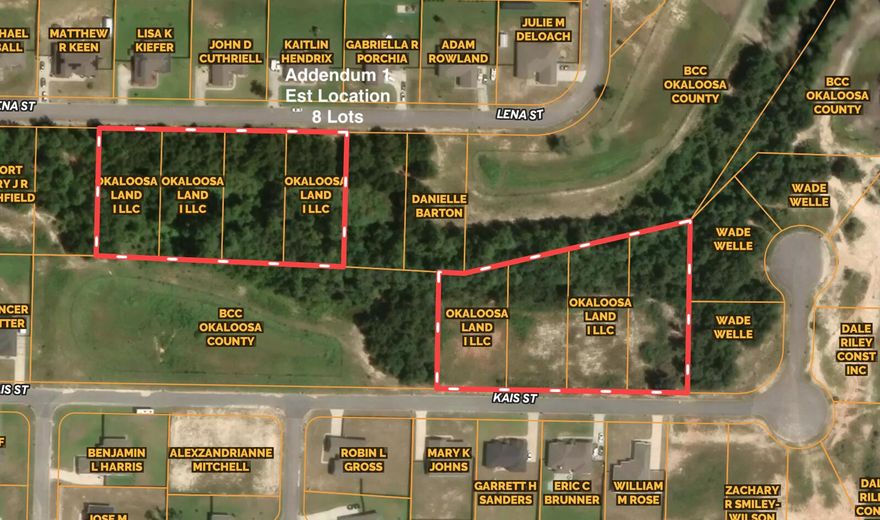 Developers welcome--opportunity to acquire multiple lots within Mossy Oak Plantation. Four lots on Lena St. and four lots on Kais St., offered together, providing flexibility for future plans. Subdivision restrictions are available in the documents section. Situated in Baker with access via Hwy 4 and connectivity toward Hwy 90. The planned I-10 connector at Old Bethel Rd (under construction) supports regional travel between Pensacola and Tallahassee.