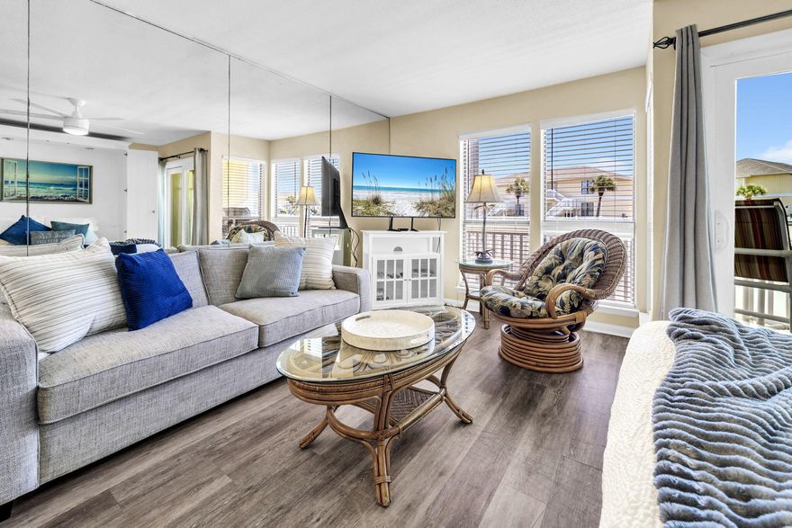 Direct beach access is the standout at Sandpiper Cove, a gated 43-acre Destin resort community with direct access to 1,100 feet of private beachfront along Destin's white sandy beaches. Located at 775 Gulf Shore Drive, Unit 8107 places you close to the beach, community amenities, dining, boating, and the heart of Destin.

Inside, Unit 8107 has been extensively updated, with nearly everything replaced from the subfloor up. Interior improvements include LVP flooring, no popcorn ceilings, new appliances, painted cabinets, a new vanity, and updated bathroom fixtures. The bathroom includes a shower/tub combo with a garden tub, and a Murphy bed helps maximize the layout for flexible use.

The unit is sold fully furnished and turn-key, offering a simple transition for the next owner. Additional updates include a newer hot water heater, and the A/C has been serviced for added peace of mind.

Sandpiper Cove offers a private marina, 5 pools, 3 hot tubs, 6 tennis courts, a par 3 executive 9-hole golf course, and 2 on-site restaurants. These amenities give buyers access to beach, recreation, dining, and boating options within the community.

Unit 8107 combines direct beach access, extensive updates, included furnishings, and smart use of space in one of Destin's established beachfront resort settings. Whether used as a personal retreat or a low-maintenance beach property, this condo offers a practical way to enjoy the Destin lifestyle. Buyer to verify all dimensions.