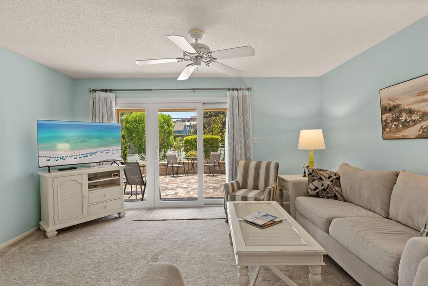 Nearly $1M in capital improvements completed at Chateau La Mer II--offering added value with no special assessments currently due. Private deeded beach access and rental projection over $40,000. This furnished 2-bedroom, 2-bath ground-floor condo presents an exceptional opportunity for a primary residence, second home, or investment property with strong income potential.

Inside, the spacious layout offers nearly 1,100 square feet with a well-designed kitchen, breakfast bar, and open dining and living area. The primary bedroom features a private en-suite bath, while the guest bedroom is generously sized and currently configured with two queen beds to accommodate additional guests. The extended patio provides a comfortable outdoor space for relaxing or entertaining just moments from the beach access.

Recent interior updates include:
April 2025 - new screen door, washing machine, dishwasher, and 55" smart TV
February 2026 - new sliding glass door to patio

Community and building improvements include:
2022 - new roofing and gutters
2023 - new irrigation system
2024 - pool resurfaced
2025 - new windows, railings, and stairs brought up to code
2026 - new siding and exterior paint
2026 - tennis court resurfacing scheduled

HOA fees cover all utilities including cable and internet (excludes electricity) and exterior property insurance with flood insurance included.

Ideally located with convenient access to nearby dining including Capt. Dave's, Kenny D's, Pompano Joe's, Sandos, and The Crab Trap. Just 2.7 miles to Publix, 3.5 miles to Mid-Bay Bridge, 3.5 miles to Silver Sands Premium Outlets, and 7.6 miles to Destin Harbor Boardwalk.

With extensive upgrades already completed, this turnkey property allows the next owner to step in and immediately enjoy the benefits of recent improvements along with strong rental potential.