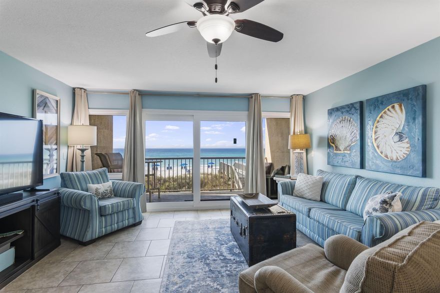 Destin Seafarer is a low-rise 3-story building, located directly on the beach in the heart of Destin. A one bedroom fully equipped unit, with a king-size bed in the master bedroom, 2 bunk beds in an alcove, full-size kitchen, and one full bath. This unit is located on the 1st floor with a breathtaking view of the beach. This is a gorgeous turnkey condo, ready for guest rentals to enjoy! This condo is a wonderful opportunity for someone desiring a beach vacation home with great rental income history.  Come take a look you won't be disappointed.