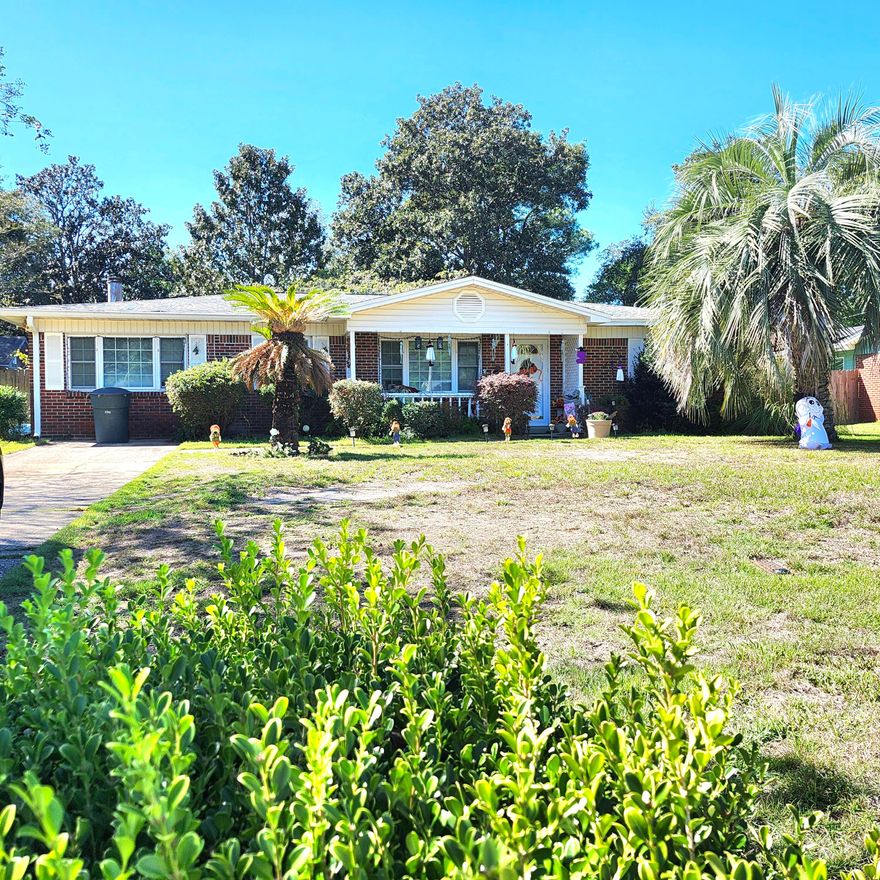 This home offers 2 master suites with almost 1800 square feet for under $300,000.  It's convenient to Eglin AFB, Hurlburt Field and the beautiful white-sand beach on Okaloosa Island.  Large yard offers a nice covered patio plus 2 yard buildings.  The kitchen has solid surface counters, tile backsplash  and a breakfast bar.  There is a large walk-in pantry just off the kitchen.  Spacious master bedroom with a 9.58x7.17 area that would make a great office, sitiing room or exercise space plus a 11.58x6.75 walk-in closet.  The master bath features a cathedral ceiling with a skylight, double vanities and shower.  There are solar panels that will be paid off at closing.  Come take a look and see the potential to make this a great home.