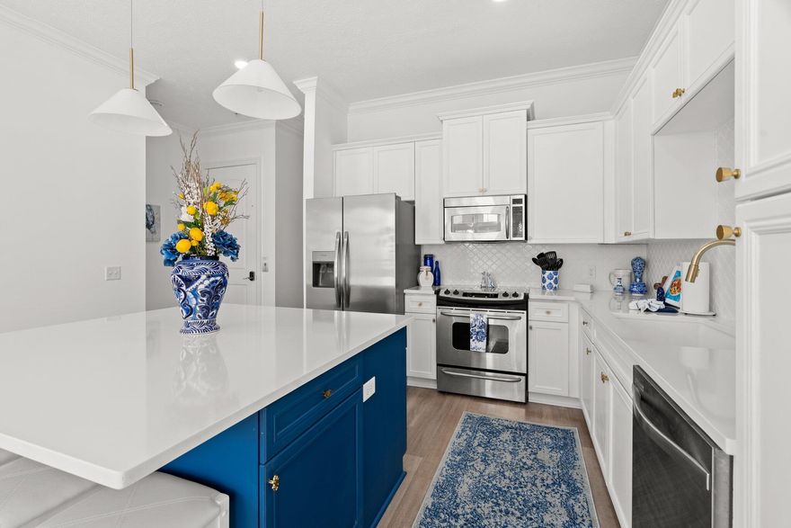Welcome to your GORGEOUS coastal beach retreat! 

This elegant townhome known as The Hampton is just a 4-minute walk to the white sandy beaches. Perfect as an investment property, a primary residence, or a vacation/second home, this luxurious, fully furnished, 5 bedroom, 4.5 bath sleeps up to 14 guests in high style and cozy comfort. And its location so close to the turquoise Gulf of Mexico means you'll wake up to sea breezes, ocean views, and unforgettable sunsets -- without ever leaving your front door.

HIGHLIGHTS INCLUDE:
• Nautical, Hamptons-style design with elegant finishes
• Multiple private balconies with ocean breezes and sunset Gulf views
• Gourmet kitchen, fully equipped with all the essentials
• Spacious open-concept living with 10 ft ceilings 
• Easy access to community pool ----------
LIVING SPACES:
--Gourmet Kitchen: White granite, cobalt cabinetry, farmhouse sink, bronze fixtures, and seating for four at the island.
--Dining Nook: Bench seating for five with views of palms, sunsets, and the ocean through floor-to-ceiling windows.
--Living Room: Indigo sectional, natural-linen armchair, Smart TV, and airy coastal tones create the perfect spot to relax together.
----------
BEDROOMS AND BATHS:
--Master Suite (3rd floor): King bed, private balcony with sea views, spa-like ensuite with soaking tub & custom walk-in shower.
--Guest Suites: Two Queen bedrooms, each with ensuite baths and elegant Hamptons décor.
--Family Bunk Rooms: Two bedrooms with twin bunks (4 beds each), perfect for kids or teens. Shared full bathroom with mosaic tile.
--Bathrooms: 4.5 total, all featuring white granite, cobalt blue cabinetry, and bronze fixtures.
----------
OUTDOOR FEATURES:
--Private Balconies: Doors open to multiple balconies with Gulf breezes and vibrant sunsets.
--Community Pool: Perfect for cooling off after a day at the beach.
--Private garage for parking, a fun game-room conversion, or room to store your pool toys and beach equipment.

Thank you for your interest!  

Ask your Realtor for the Airbnb link, and be sure to view the walkthrough video attached to this listing.  

We look forward to your offer!