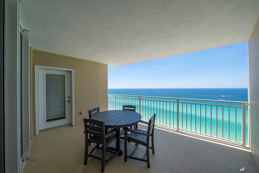 Wake up to panoramic Gulf views from this beautifully maintained beachfront condo at Emerald Beach Resort. This spacious 2-bedroom, 2-bath end unit offers an abundance of natural light thanks to its additional windows and desirable floorplan. With a separate bunk area and sleeper sofa, the condo comfortably accommodates up to eight guests, making it an outstanding opportunity for both personal use and vacation rental income. Pride of ownership shines throughout, as the condo has been meticulously cared for and recently updated with fresh paint and newer carpet. The primary suite features private balcony access, stunning Gulf-front views, and a spacious ensuite bath complete with dual vanities, a soaking tub, and separate walk-in shower. Step outside onto the oversized balcony--one of the largest at the resort--and enjoy endless coastline views, outdoor dining, and unforgettable sunsets. The kitchen is designed for both convenience and entertaining with ample cabinetry, generous counter space, and a breakfast bar overlooking the living area. Additional features include a pantry, laundry room, and plenty of storage throughout. Emerald Beach Resort offers an exceptional lineup of resort amenities including Gulf-front pools, lagoon-style pools, a tiki bar, SkyBar with pedestrian walkover, fitness center, retail shops, grilling areas, game room, and an on-site Starbucks. Covered gated parking, security, and high-speed elevators add even more convenience.  Whether you're searching for a turnkey beachfront getaway, second home, or income-producing investment property, this condo offers the ideal combination of location, comfort, and coastal lifestyle.