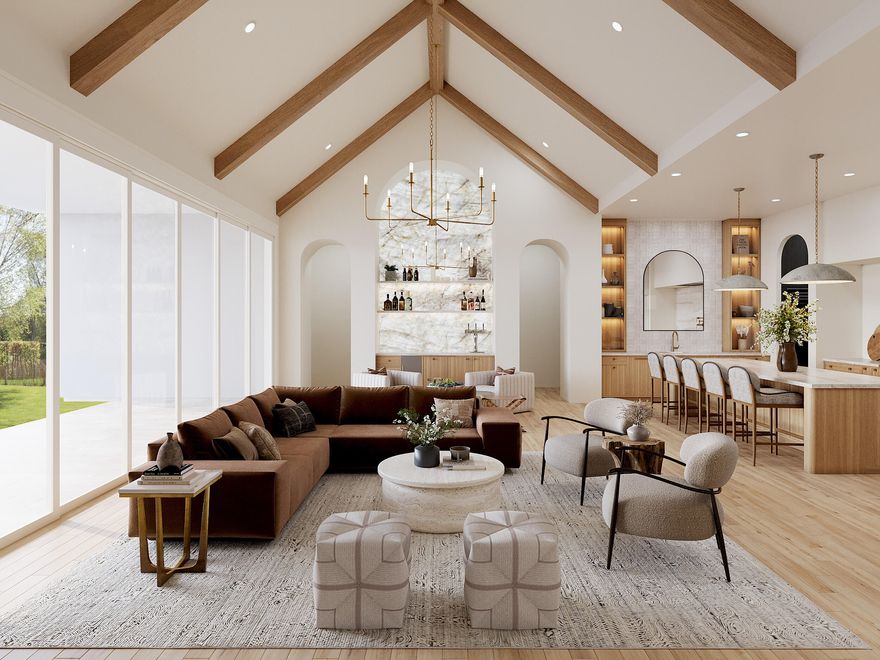 Set on an expansive .55-acre homesite, one of the largest in Watersound Camp Creek, this newly constructed 5,250 sq ft luxury estate with a May 2026 completion date, offers architectural sophistication, curated finishes, and an extraordinary level of craftsmanship throughout. Designed for those who value both elegance and livability, the home blends stunning interior selections with thoughtful functionality, including a rare 5-car climate controlled garage and a resort-style outdoor oasis. From the moment you enter, the home impresses with barreled ceiling hallways, vaulted living spaces with warm wood beams, and wide-plank Azur Grande Odessa hardwood floors. Natural light pours through oversized steel-grid glass doors, opening the main living area to a seamless indoor-outdoor flow.

A chef's dream, the designer kitchen and full scullery feature True refrigeration, a True wine tower in matte black with brass hardware, Fisher & Paykel built-in coffee maker and microwave, and a Scotsman ice maker delivering a complete luxury appliance suite. The scullery provides additional storage, prep space, and refrigeration, ideal for entertaining on any scale.

The primary suite is a sanctuary with a vaulted beamed ceiling, expanded square footage, and a spa-inspired bathroom with premium finishes.  Additional ensuite guest rooms offer comfort and privacy, while the second-floor media/bonus room provides flexible space for movie nights, gaming, or quiet relaxation.

Outdoors, the property transforms into a private retreat with a custom pool, integrated hot tub, fire pit, and outdoor kitchen. Whether hosting gatherings or unwinding after a day along Scenic 30A, the setting feels like your own boutique resort overlooking the pond and water features. 

This exceptional residence is located within the gated, amenity-rich community of Watersound Camp Creek, positioned moments from sugar-white beaches, championship golf, shopping, dining, and the Camp Creek Club amenities. Purchase of this home includes a membership to the Watersound Beach Club and Camp Creek. 

106 Southern Cross Lane offers rare land size, unmatched craftsmanship, and elevated coastal living making it one of Watersound Camp Creek's most impressive new builds.