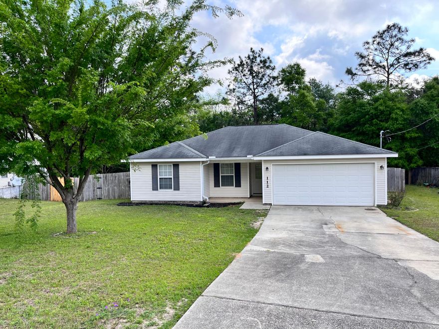 Cute Florida cottage in cul de sac features many custom upgrades. Nice lot with covered front porch and 2 car garage. Newer paint in this split floor plan home with galley kitchen. Granite and custom finishings throughout the home. Newer appliances featured in this quaint home located in the heart of Crestview. Eat in kitchen nook and ceramic tile in the wet areas. Open back patio that is perfect for entertaining and grilling for guests. Massive 2 level back yard and yard care included in rental rate. Privacy fenced back yard that backs up to a private wooded area. Additional overflow parking and irrigation system in place. No inside smoking. Pets allowed with owner approval. $500 non-refundable pet fee.