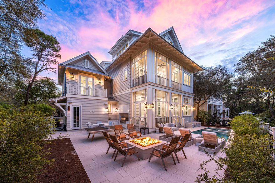 This newly constructed coastal residence in WaterColor's desirable Park District offers refined design, generous living spaces, and seamless indoor-outdoor enjoyment just moments from the Gulf. Completed in 2023 and professionally designed by Katie Grace Designs, this 5-bedroom home features an open-concept main level with a spacious living area, dining for 10, and a chef's kitchen with stainless steel appliances, oversized island seating, and butler's pantry. The first floor also includes a guest suite with private bath, powder room, and a well-equipped laundry room. Thoughtfully curated interiors showcase calming coastal tones, elevated finishes, and abundant natural light throughout. The second level hosts four well-appointed bedrooms, including a luxurious primary suite with soaking tub, steam shower, and private sitting area, along with an additional laundry room for convenience. The third floor is designed for entertainment, featuring a custom bunk room, full bath, and a game room complete with billiards, shuffleboard, and lounge space. A fourth-floor tower provides a unique retreat with seating, wet bar, and scenic views of WaterColor, Seaside, and glimpses of the Gulf. Outdoor living is equally impressive with a screened porch, private pool and spa, fire pit, outdoor kitchen, cabana bath, and ample space for relaxing or entertaining.

As a WaterColor property owner, enjoy access to an unmatched collection of resort-style amenities including the WaterColor Beach Club with Gulf-front pools, private beach access, and dining; Camp WaterColor featuring a lazy river, slides, and family pool; multiple neighborhood parks and pools; tennis and pickleball courts; scenic walking and biking trails; Western Lake access for kayaking and paddleboarding; and convenient proximity to the shops and restaurants of Seaside. This exceptional home offers the perfect blend of luxury, comfort, and coastal lifestyle in one of 30A's most sought-after communities.