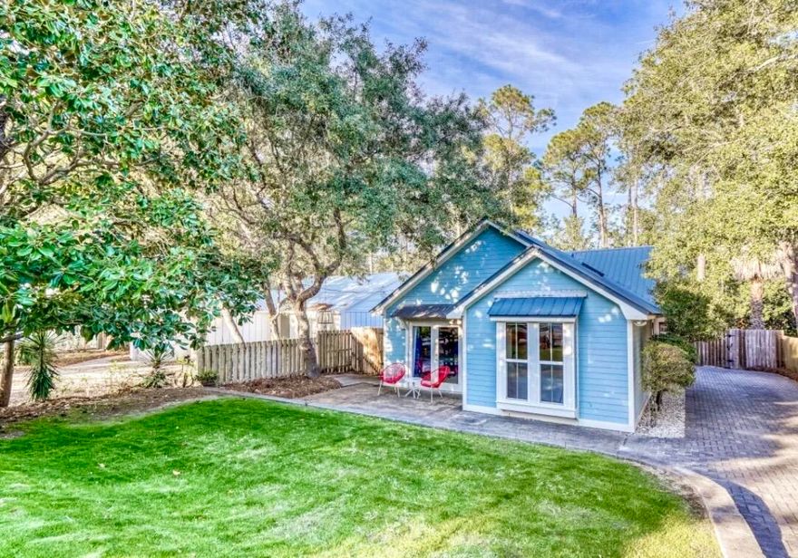 You found it!  Private oasis with pool, one minute bike ride to the beach, well under $2 Million, in the heart of 30A.  Seaside is all yours with just a two minute spin on your bicycle.  A substantial refresh has made 100 Canal a must see!  New Floors, bathroom, and kitchen counters provide a crisp, inviting feel to this perfect getaway or full time home.  Offered fully furnished.  Step out from the living room with vaulted ceiling into a much larger than average back yard with proportional private swimming pool.  As this beach home backs up to woods, feel free to enjoy your privacy!