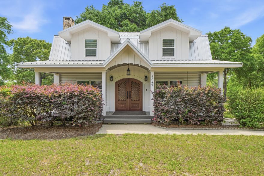 Experience the best of Crestview living--space, privacy, and a slower pace--just minutes from town conveniences and an easy drive to Eglin AFB and the Emerald Coast. This beautifully remodeled 3BR/2.5BA log cabin sits on a peaceful 1.3-acre corner lot, offering room to breathe while still staying connected. Home lives large, with an open layout designed for both everyday comfort and easy entertaining. You'll love the warm wood beam ceilings, inviting living space centered around a cozy fireplace, and a stylish, stunning new kitchen that elevates daily living. With all bedrooms upstairs, the home offers a natural separation between gathering spaces and private retreats.  Start your mornings on the front porch, unwind by the fire in the evenings, and enjoy the kind of quiet you simply can't find in crowded neighborhoods. Every detail has been thoughtfully updated, including a new metal roof, brand-new HVAC system, spray foam insulation in the attic and crawl space, all new flooring, and completely renovated bathrooms. This property delivers the lifestyle buyers are searching for--land, privacy, and modern comfort--without the maintenance of a larger home. Schedule your private showing today before it's gone.