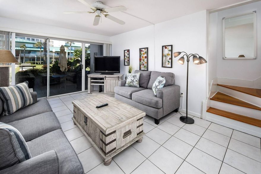Experience coastal luxury living in this beautifully updated 1-bedroom, 1-bathroom residence. This spacious unit offers an inviting layout designed for natural light and relaxation. The living area has been thoughtfully refreshed with NEW FURNITURE, perfect for family gatherings. The kitchen features BRAND NEW STAINLESS STEEL APPLIANCES, WITH BEAUTIFUL GRANITE COUNTERTOPS, creating a perfect modern blend. The generously sized bedroom provides ample closet space, and blackout blinds, while the bathroom complements the home's clean and updated feel. Seaspray offers resort-style amenities perfect for a stress-free, coastal lifestyle that include : community pool, playground, fitness center, sauna/steam room laundry facilities, community/association room, and an on-site team.