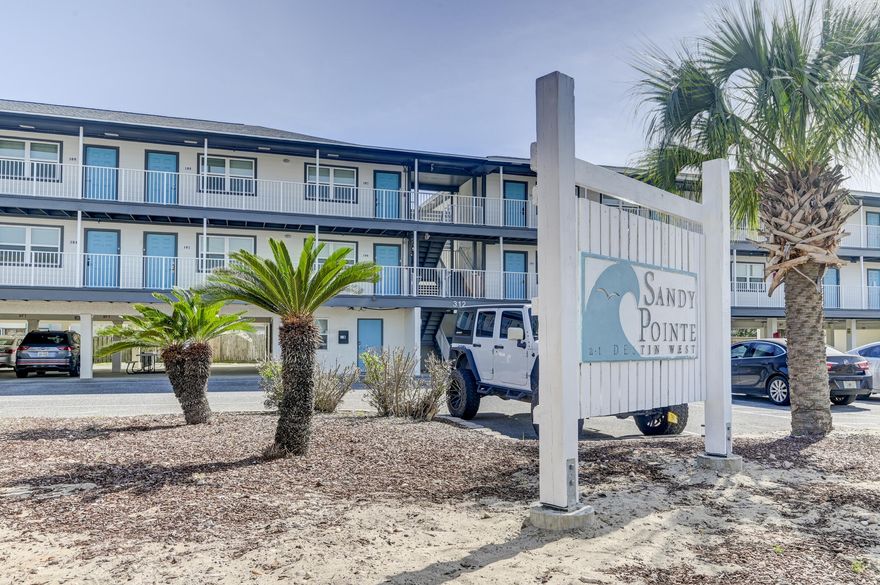 Welcome to 312 Bream Avenue, Unit #201, a charming and well-maintained 1-bedroom, 1-bath condo offering comfort, convenience, and an unbeatable location just minutes from the white-sand beaches of the Emerald Coast with a walkway to Blue Dolphin Beach access # 1. The living and dining areas flow seamlessly into the kitchen, creating an inviting space ideal for both everyday living and entertaining.  
The bedroom provides a peaceful retreat with ample closet space, while the full bath is conveniently located for guests and residents. Whether used as a primary residence, vacation getaway, or rental investment, this condo offers flexibility to suit a variety of lifestyles. Sandy Point @ Destin West has assigned covered parking, with extra guest parking and shared laundry facilities, adding .. everyday convenience. Walk to Stewby's Seafood and Shanty, mini golf and ice cream, AJ's Seafood and Bar. Other area attractions include the Boardwalk with Fishing pier, restaurants, shopping and the Gulfarium,

This is a fantastic opportunity to own an affordable slice of the Emerald Coast in location that continues to see strong demand.