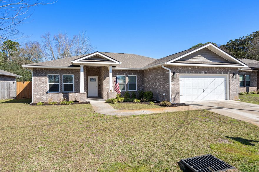 This home not only looks great but is also all about convenience as its located within 3 miles of Hurlburt Field and tons of local shopping (one of the main reasons the seller chose it)!

Now the look's great part being an all-brick home the upgrades boast of 10ft ceilings, trayed in the living room for drama, all LVP high end flooring perfect for pets or little ones.

Patterned designer tile in all of the wet areas complimented with white quartz countertops, 'shaker style' cabinetry with soft close doors. There's Samsung stainless appliances with a French door refrigerator and an oversized pantry in kitchen.

The customized primary bedroom closet has tons of shelving along with the additional 3 large bedrooms that offer great closet space as well. 

It's a must see, make your appt today!