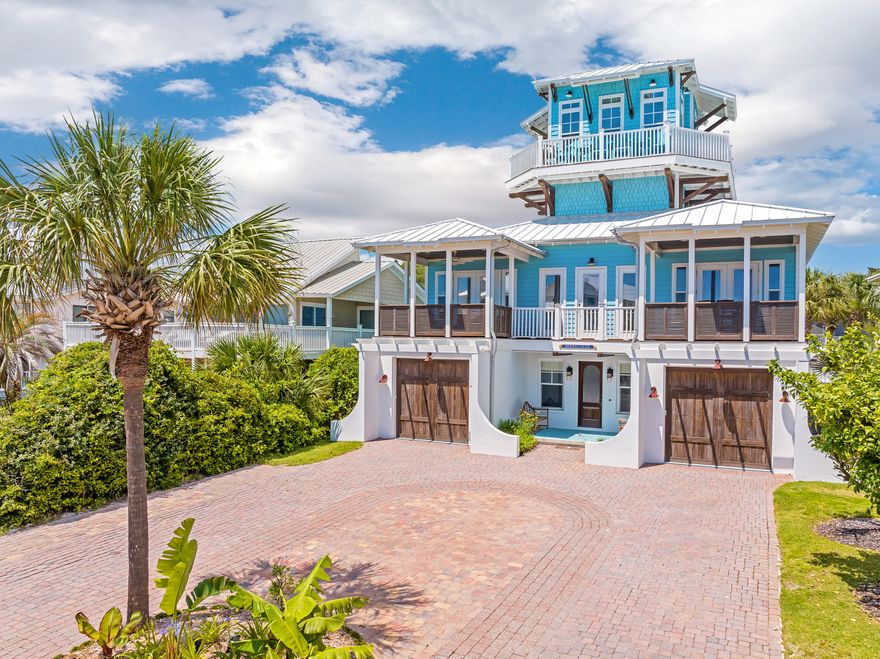 This ultimate luxury retreat on 30A is perfect for family fun, relaxation, sun-soaked afternoons & evening conversations! Located directly across the street from a public beach access, this exquisite property, freshly repainted & furnished with brand-new, elegant decor, offers the perfect blend of sophistication and comfort with multi levels of gulf views. The spacious decks provide the ideal spot to unwind & enjoy the coastal breeze, while the bright, open spaces inside create an airy & welcoming atmosphere. With an expanded driveway for ample parking, convenience is at your doorstep. Step outside to discover the newly completed pool & hot tub, offering a private oasis for relaxation and entertainment. This prime location is halfway between the Watersound Beach Club & Camp Creek with