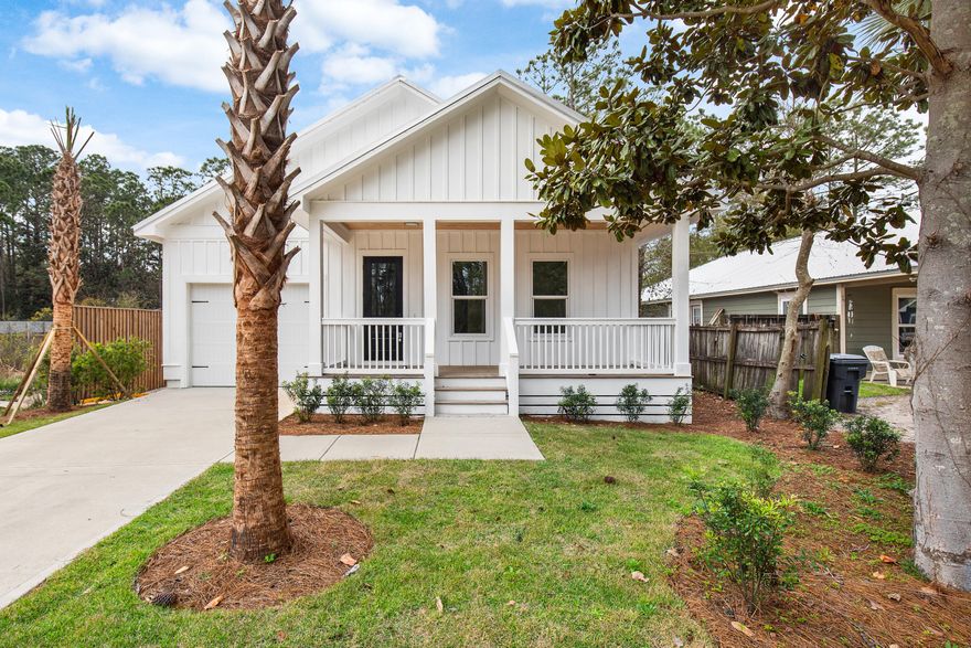 Beautiful NEW Home in North Santa Rosa beach ready for its first owner! This home has been perfectly designed to maximize space with a curated open floor plan. Along with that comes a front and back porch which is perfect for those Florida days and nights! As you walk through the house on the amazing LVP through the foyer you step into the living room and open concept kitchen complete with an island/breakfast bar. The crown moulding helps exemplify the beautiful 10 ft walls. The master bedroom is tucked away right off the living room with his and her closests along with its own master bathroom and tiled shower. The backyard has plenty of space along with a 10 ft privacy fence which helps maintain the quaintness of those Florida days.