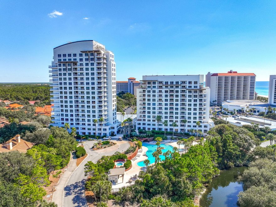 Closest to the Beach, so Short Walk! Elevated first-floor living--no elevator wait times during peak seasons--offers quick, easy access to the pool, fitness center, and main entrance. Designer-decorated and beautifully updated 1BR/1BA unit with serene tropical views from floor-to-ceiling windows and doors opening to a spacious balcony. Ideally positioned in Luau II for unmatched convenience and guest appeal.
Spacious, open layout with dual-bathroom access from both the living area and primary bedroom. Fully furnished and truly turnkey--perfect for immediate rental income or a hassle-free personal getaway. Enjoy resort-style amenities including a heated pool, cascading waterfall, hot tub, grilling area, rooftop sundeck with sweeping views, and a well-equipped fitness center. A sought-after coastal retreat with strong rental potential.
Sandestin Golf and Beach Resort features more than seven miles of beaches and pristine bay front, four championship golf courses, 15 world-class tennis courts, a 226-slip marina, a fitness center, spa and celebrity chef dining. Shop, dine and play at the charming pedestrian village, The Village of Baytowne Wharf and more. Inside the gates of the resort, residents enjoy a balanced lifestyle of high-class living, spanning the 2,400 acres from the beach to the bay. Everything within the gates of the resort is accessible by golf cart or bicycle. The entire resort is interconnected by miles of pedestrian, bike, and golf-cart paths that weave through groves of live oaks, meandering past natural lagoons, fountains, man-made lakes, and meticulously landscaped fairways.