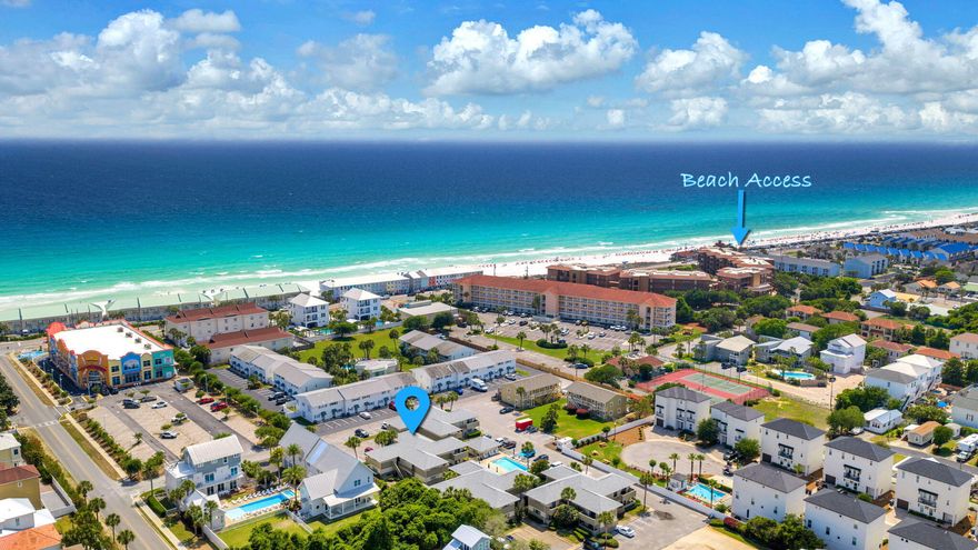 Fully furnished, turnkey 1 bedroom, 1 bath condominium steps from the sugar-white sands and emerald waters of Miramar Beach and the Gulf. This well-maintained first-floor unit features marble kitchen countertops, tile flooring, in-unit washer & dryer, a Murphy bed for extra guests, and a private covered patio -- perfect for morning coffee or winding down after a day at the beach. Community pool on site, Cross Creek Club Condos is a small and well-maintained complex. Close to the beach, Silver Sands Premium Outlets, championship golf courses, and a wide variety of dining and entertainment options. Whether you are looking for a primary residence, second home, seasonal getaway, or coastal investment property, this Emerald Coast condominium checks all the boxes. 2023 HVAC &  2021 Water heater