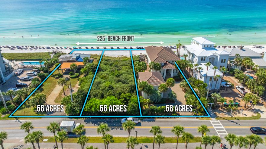 A World-Class Prime Opportunity to purchase 225 Feet of Gulf Front Property! Introducing one of the most extraordinary estates ever offered for sale along Scenic Highway 30A, spanning an irreplaceable 225 feet of pristine Gulf Frontage. This remarkable assemblage combines three contiguous 75-foot parcels into a single private beachfront estate. This is a once-in-a-lifetime opportunity along Scenic Hwy 30A. The property includes a luxurious Gulf-front residence with a carriage house, and two adjoining Gulf-front lots. The Gulf-front residence has multiple years of proven vacation rental income! Together, these parcels create a canvas for your vision with  sweeping Gulf views, gorgeous dunes, and sugar-white sands with private beach to the mean high water line.
