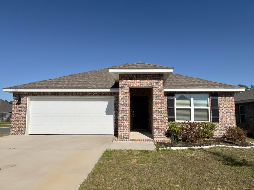 Opportunity abounds with this newly constructed REO home. Conveniently located in South Crestview and just a few miles from shopping, interstate access, military bases, churches and more. Built in 2023, this corner lot home has all brick exterior, covered patio, and an attached 2 car garage,. Inside - split bedroom design with open floor plan for living room, dining area and large kitchen. This home is ready to roll and ready for new owners. This home may qualify for Vendee seller financing. Call today!
