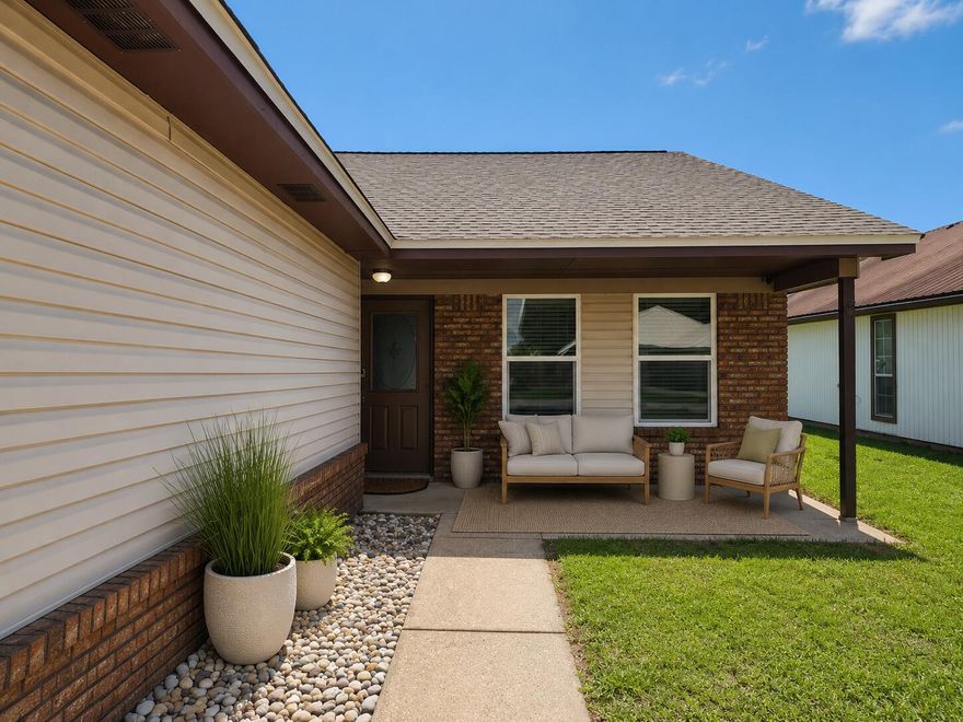 ASSUMABLE VA LOAN AT 3.125% Well-maintained 3-bedroom, 2-bath home conveniently located in the heart of Fort Walton Beach. With quick access to Eglin AFB, Hurlburt Field, Duke Field, shopping, dining, and local beaches, this move-in-ready property is an excellent opportunity for first-time homebuyers, investors, or those looking to downsize.  Inside, you'll find fresh interior paint, updated flooring in select areas, and an open living and dining layout with bamboo flooring filled with natural light. The kitchen offers stainless steel appliances, ample cabinet space, and a functional layout that flows into the main living area for comfortable everyday living.  The primary suite features coffered ceilings, wood-look vinyl flooring, and unique one-way glass French doors, along with an ensuite bath with dual vanities. Additional highlights include a brand-new roof, recessed lighting, an oversized garage with built-in shelving and workspace, and a partially fenced backyard with patio space for relaxing or entertaining. Security cameras, washer, and dryer will also convey.  NO HOA and NO flood insurance required. Combined with the rare assumable VA loan opportunity, this home offers outstanding value and affordability in today's market. Schedule your private showing today!