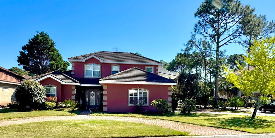 Here's your opportunity to own a well-priced home in the desirable, gated community of Emerald Bay. This bayfront golf course neighborhood offers residents access to an 18-hole championship golf course, community swimming pool, two Rubico tennis courts, and a welcoming clubhouse featuring a full-service golf pro shop and a Bar and Grille with views of the 18th green.
Conveniently located near local shopping, grocery stores, and the renowned white-sand beaches of the Emerald Coast, this two-story home offers both comfort and convenience. The residence features 4 bedrooms and 3 bathrooms, with the spacious primary suite located on the main level. Master Bedroom highlights include a cozy fireplace, generous walk-in closet, and an ensuite bathroom with double vanities, a dedicated make up area separate shower and soaking tub.  The kitchen is designed with granite countertops, new stainless steel appliances and a tray ceiling opening to a living area with vaulted ceilings, built-in shelving and a built in bookcase.  A screened porch connects to both the primary suite and the living room ideal for enjoying the outdoors in comfort.  Upstairs are three additional bedrooms and a shared full bathroom.  There is a NEW ROOF on this home!! Please note:  interior photos we taken before home was furnished by Seller.  All measurements and listing details are deemed reliable but should be verified by the buyer.