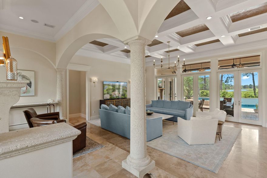 Located on one of The Most Desirable Streets in the Gated Community of Burnt Pine, situated within the Exclusive Sandestin Golf and Beach Resort is this Custom 4 Bedroom 6 Bath home overlooking the 16th Green.
This Timeless Designed Home Sits on a .5 acre lot boasting expansive Golf and Water Views. This picturesque setting is  surrounded by mature trees & lush manicured landscaping. The Classic Interior features  an Open Floor Plan with 12 foot ceilings on the First Floor ,with natural stone & hardwood flooring. Gourmet Kitchen with custom cabinetry, large island, dining room and keeping room. First Floor also features a Large Private Primary Suite with 2 Large Walk In Closets and Office all Overlooking the Lake and Golf Course. Pool, Summer Kitchen & 3 Car Garage. Upstairs has 3 bedrooms