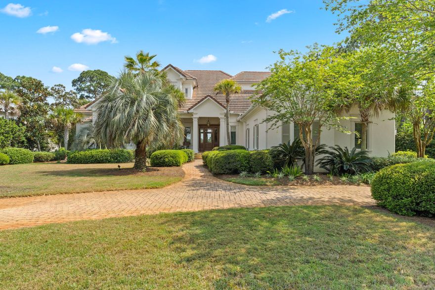 Located on one of The Most Desirable Streets in the Gated Community of Burnt Pine, situated within the Exclusive Sandestin Golf and Beach Resort is this Custom 4 Bedroom 6 Bath home overlooking the 16th Green.
This Timeless Designed Home Sits on a .5 acre lot boasting expansive Golf and Water Views. This picturesque setting is  surrounded by mature trees & lush manicured landscaping. The Classic Interior features  an Open Floor Plan with 12 foot ceilings on the First Floor ,with natural stone & hardwood flooring. Gourmet Kitchen with custom cabinetry, large island, dining room and keeping room. First Floor also features a Large Private Primary Suite with 2 Large Walk In Closets and Office all Overlooking the Lake and Golf Course. Pool, Summer Kitchen & 3 Car Garage. Upstairs has 3 bedrooms