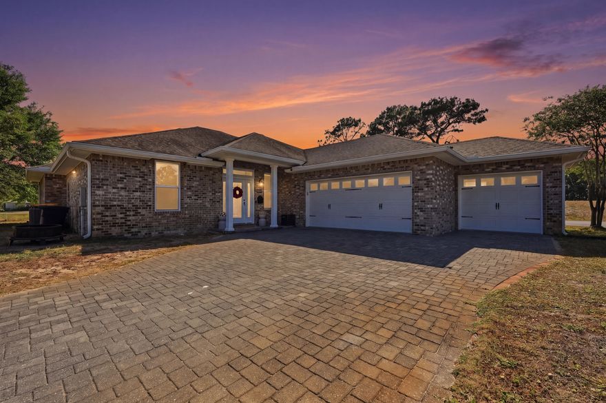 2.75% VA Assumable available. Custom, INSULATED CONCRETE FORM home located waterfront on The Links golf course. JUST painted and then custom blinds installed 2025. This is a one of a kind home with unique contemporary features. Split floor plan. Large formal dining or office area, living room, kitchen with built in desk and eat in area that is large enough for your main dining. Bar seating. New top of the line appliances. Master suite has separate entrance to the screened back porch, overlooking the lake. His and Her closets, Large tiled shower, separate soaking tub with waterfall fill feature. Laminate hardwood and tile throughout. Laundry room has plenty of storage with mud bench and custom built ins and cabinets. Oversized garage with paver drive. Blinq cameras and doorbell will convey.