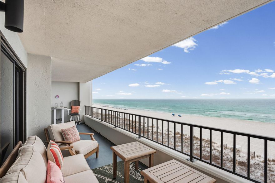 Unit 505 at Surf Dweller on Okaloosa Island has, by far, one of the most impressive views (both inside and out)on the island.  This beautiful condo was completely remodeled in 2015.  Taken down to the studs - the owners made sure this unit had top of the line finishes and upgrades. From the gorgeous custom wood cabinetry with pull-outs, the granite countertops in the kitchen and the bathroom updates - nothing was not improved in some way.  Living here full-time - they also made sure to include tons of storage and conveniences not customarily found in a condo unit.  Even though the inside is absolutely gorgeous - the place you will want to be is on the huge, over-sized balcony.  Unit 505's beautiful gulf views and sunsets are envy-worthy and not to be missed! Of note: HVAC was replaced in 2023, water heater 2016. All required inspections have been completed - assessment from 2025 has been paid in full.  Surf Dweller offers a heated pool, separate kiddie pool, pickleball courts, an exercise room as well as a grilling area.