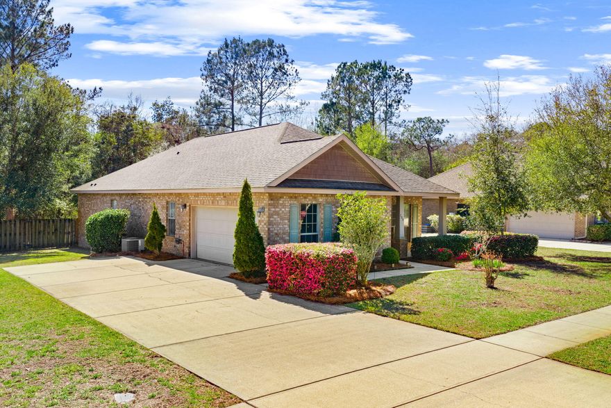 Welcome to 100 Camellia Court in the Gardens of Hammock Bay featuring the popular Oakley floor plan by D.R. Horton. Built in 2012, this well-designed brick home offers 3 bedrooms, 2 bathrooms, and approximately 1,714 square feet with a functional open layout. The home features a dedicated dining room or flex space at the front, a spacious living area, and a kitchen with granite countertops, stainless appliances, abundant cabinetry, and a center island. The split-bedroom layout provides privacy for the primary suite, which includes a walk-in closet and a bath with separate tub and shower. A side-entry garage adds curb appeal and extra driveway space. Enjoy the amenities of Hammock Bay including pools, fitness center, parks, and walking trails.