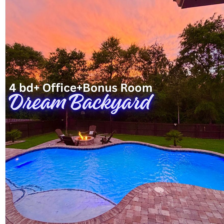 Upgraded SOUTH Crestview STUNNER with POOL and Dreamy BACKYARD OASIS with Paver Firepit, Boat/trailer storage, and irrigated Raised Bed Garden! 4 Bedrooms plus office and large BONUS ROOM! With just under 3000 sqft this home offers the space you need with an adaptable floor plan. If you need 2 living areas, dedicated office space or multi-generational living quarters, this well maintained property has it ALL. The owners have invested in significant updates and improvements, including all new wood plank TILE flooring throughout, Custom Built in Cabinetry, bookcases and shelving, all granite/stone countertops throughout, new bathroom fixtures, complete irrigation system, gutter system, and more! There is a formal dining room as well as a breakfast area overlooking the pool, a spacious Kitchen with stainless appliances, granite tops, and warm stained wood cabinetry.The built in spice storage in the pantry is just one of the many "details" you'll love and appreciate in this lovely home. The  backyard is perfect depiction of Florida Living at its finest! There is a deck with creative pool float storage underneath, a beautiful paver patio and terraced pool deck, a central built in firepit area, and the gunite saltwater/ozone pool is lagoon style with tanning ledge and multicolored lighting. The best part is the wooded area that extends beyond the fence and offers a buffer of privacy so you can truly enjoy your outdoor space. There is room to store a boat or trailer on the side, custom paver area for trash can storage, and even the pool equipment has a custom built cover. Forget boring and plain New construction when this 2017 built customized home offers so much more and all the improvements are DONE and ready for you to enjoy, Conveniently located in Fox Valley Subdivision in South Crestview with easy access to HWY 85, HWY 90, and the soon to open Crestview Bypass. This is the perfect spot for easy commuting and quicker trips to the beautiful beaches of the emerald coast. You don't want to miss out on seeing this one! Call to schedule your private showing today.