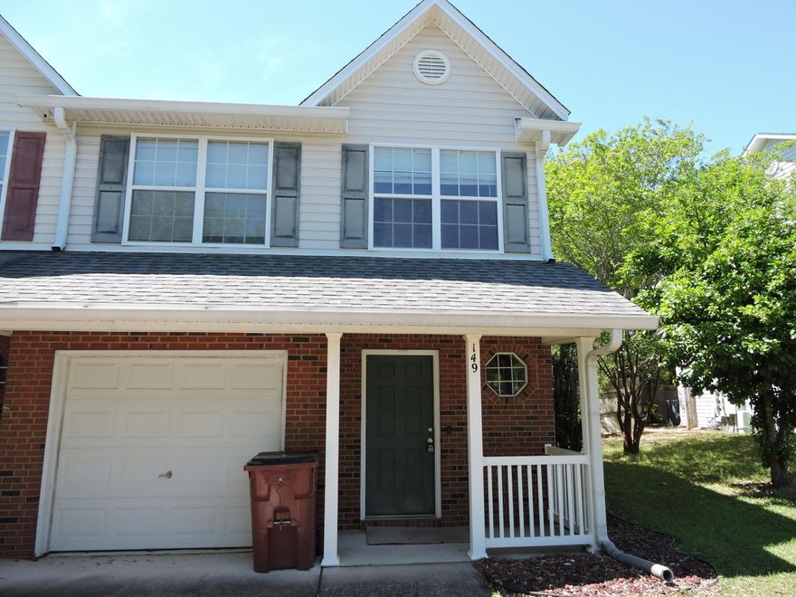 AVAILABLE Now!  End unit townhouse with nice low maintenance landscaping and a 1 car garage in Rolling Pines subdivision. The kitchen has a breakfast bar that is open to the living room and overlooks the back deck. This unit has a deck and overlooks the ''Nature area'' for additional privacy & enjoyment lawn maintenance is included. Upstairs you will find 2 nice sized guest rooms, full guest bath, large master bedroom suite with walk-in closets and master bath (1/2 bath Powder room downstairs too!). The washer & dryer closet is upstairs for ease & convenience, no more taking your laundry up & down! Centrally located near Lowes, Walmart, the bases, Hospital, & many restaurants. Call for an appointment. We will show on weekends