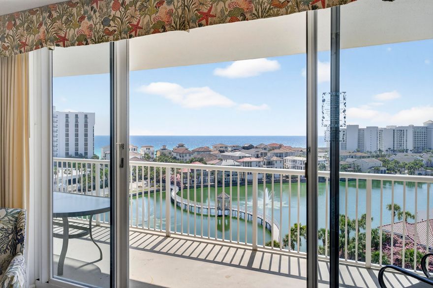 INCREDIBLE VIEWS from this 3 bed/2 bath condo.  The oversized balcony allows plenty of outdoor seating while enjoying the view. Did you know it's only a 1 minute stroll on the boardwalk to get to the private beach? That's right! This condo features the living area & master bedroom with balcony access, Nice size kitchen with a breakfast bar PLUS The flooring is ALL TILE - NO CARPET. Condo comes FULLY FURNISHED and other features include a stackable washer & dryer, nice size pantry and owner's closet. The Terrace is located in one of the most popular vacation complexes on the Emerald Coast. Terrace at Pelican has their own pool and grill area, and owners and guests at Terrace have unlimited use to all of Pelican Beach amenities including direct beach access, multiple beachfront pools (including indoor/outdoor options), hot tubs, indoor sauna & steam room, a fitness center, tennis courts, pickleball, on-site café and tiki bar, game room and security gate This condo makes it a great investment, second home or primary residence being in the heart of Destin.