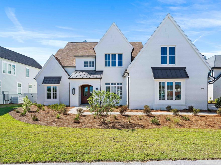 Located in the distinguished community of Watersound Camp Creek, this exceptional new construction estate is positioned on a half-acre. This exquisite residence spans an impressive 6,895 square feet and includes 5 bedrooms, 5 full baths and 2 powder baths in the main home. The casita encompasses another guest bedroom, full bathroom, and powder bath. Additionally, an expansive outdoor courtyard with a 16 x 30 heated pool, spa and a covered porch with fireplace and summer kitchen offers ample space for seating and dining. There is a 650 square foot of additional conditioned storage not included in the living space. 
Upon entry, a welcoming foyer showcases the grand staircase and vaulted ceilings while a dedicated dining room features Venetian plaster walls and ceilings. Other finishes throughout include coffered and wallpaper ceilings, quartzite countertops and designer light fixtures all creating beautiful and welcoming spaces. The gourmet kitchen is expertly appointed with custom cabinetry, a stunning backsplash, spacious island, a Subzero refrigerator, and a hidden cabinet door that leads to a walk-in pantry. The custom wet bar with sink, beverage refrigerator, cabinetry also offers additional countertop seating. The expansive living room features a venetian plaster fireplace, architectural ceiling accents, and a seamless connection to the expansive outdoor porches via glass sliding doors. 
The first level primary bedroom has Venetian plaster walls and ceilings and a spa inspired ensuite bathroom with dual vanities, generous shower, soaking tub and large walk-in closet.  Completing the first floor is an additional guest bedroom with full bathroom, office with vaulted ceilings, powder bath, breakfast area and combined sand and laundry room with built-ins, sink and full refrigerator. The spacious backyard features a heated pool with sun shelf and separate spa. This outdoor oasis is complemented by the covered porch with summer kitchen, fireplace, and casita. The casita boasts a living room with 10-foot glass sliding doors overlooking the pool, kitchenette, laundry room, powder bath, and a guest bedroom with full bathroom.
An additional living space with both game and media areas, breakfast bar with sink and beverage refrigerator plus three guest bedrooms with ensuite bathrooms are on the second level.  A 400 square foot flex or wellness room over the garage includes a half bath, laundry and a breakfast bar with cabinetry, sink and beverage refrigerator. On the back side of the house is a large conditioned storage room.   This exquisite property offers a rare opportunity for discerning homeowners to embrace a luxurious lifestyle, conveniently located from shopping, restaurants and the sparkling Gulf waters.
Owners of Watersound Camp Creek enjoy an exclusive level of membership to The St. Joe Company's Watersound Club. This membership conveys at closing and entitles them direct access to the club amenities at Camp Creek, including resort pools, an 11,000 square foot fitness center, tennis and pickleball courts, multiple private dining venues, and a Tom Fazio-designed golf course. Additional member benefits include complimentary gulf-front chair and umbrella service at the Watersound Beach Club. Members also enjoy golf at the private Shark's Tooth course at Wild Heron and The Third, the club's newest course.