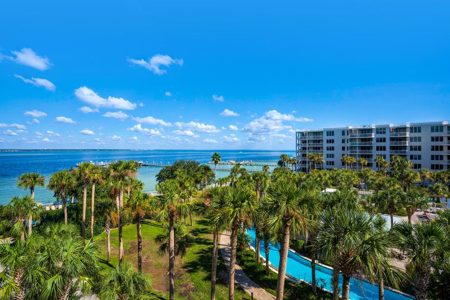 Heron 507 is a great family condo overlooking the Destin West lazy river and pool. From the 5th floor, you can enjoy unobstructed views of the bay and watch the sunrise in the East. Afternoon shade on your patio means you can enjoy time outside with cool Gulf breezes. Nearby boat rentals make this location convenient for getting out on the water and exploring the Crab Island fun. Granite counters in the kitchen, new vinyl plank flooring throughout, and washer/dryer combo provide the comforts of home. Good rental history for this 3 bedroom condo makes this an excellent investment opportunity.