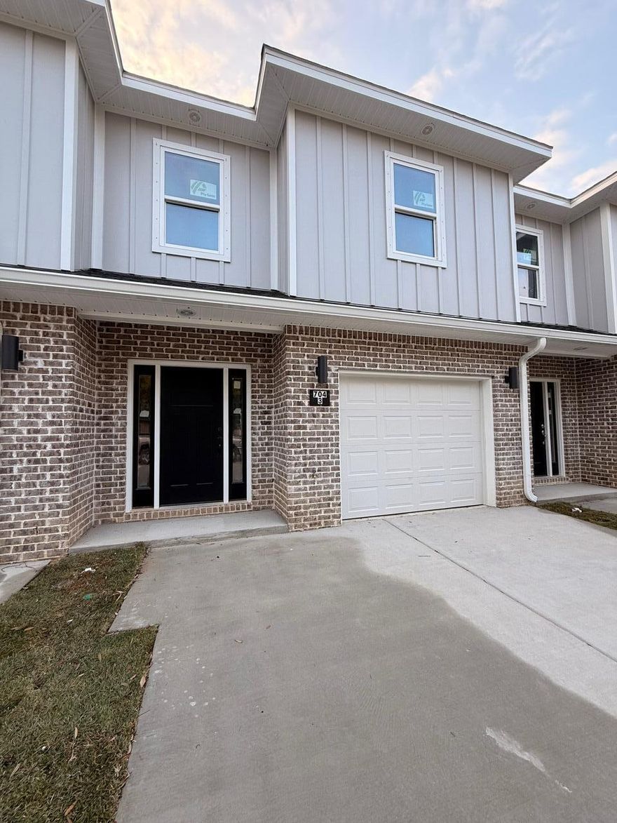 New Construction! END UNIT. $8,500 ANYWAY MONEY! 2-10 Builder Warranty, Termite Bond Renewed annually by HOA. Luxury Vinyl Plank throughout. Upstairs enjoys 4 bedrooms, 1 full guest bath, 1 on-suite bath for primary, & laundry room. Downstairs foyer leads to ½ bath, kitchen w/ breakfast peninsula & Stainless Appliances to include side by side refrigerator, Self-Cleaning Convection Stove, built-in microwave/range hood & dishwasher. Kitchen has quartz counters & tiled backsplash for modern vibes. Kitchen opens to the living & dining room. Elevated lighting & mirrors finish off the home. Back door leads to privately fenced backyard with a gate which opens to a water retention area brilliantly used as an unofficial dog park for owners. Apoxy Sealed Garage Flooring for a final touch.