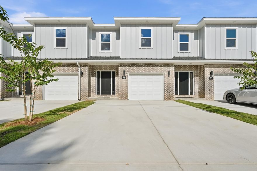 New Construction! END UNIT. $8,500 ANYWAY MONEY! 2-10 Builder Warranty, Termite Bond Renewed annually by HOA. Luxury Vinyl Plank throughout. Upstairs enjoys 4 bedrooms, 1 full guest bath, 1 on-suite bath for primary, & laundry room. Downstairs foyer leads to ½ bath, kitchen w/ breakfast peninsula & Stainless Appliances to include side by side refrigerator, Self-Cleaning Convection Stove, built-in microwave/range hood & dishwasher. Kitchen has quartz counters & tiled backsplash for modern vibes. Kitchen opens to the living & dining room. Elevated lighting & mirrors finish off the home. Back door leads to privately fenced backyard with a gate which opens to a water retention area brilliantly used as an unofficial dog park for owners. Apoxy Sealed Garage Flooring for a final touch.