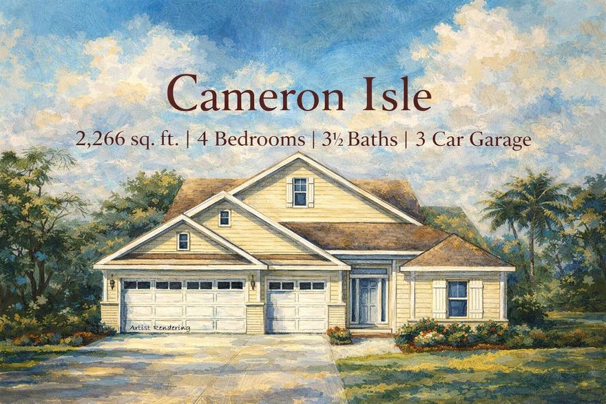 Builder Incentive $20K Your Way & the choice of REFRIGERATOR or BLINDS (certain restrictions apply).
*Split Bedroom Plan, 3-CAR GARAGE,*10-Ft Ceilings in Main Areas *Click'n'Lock Laminate Wood Plank in All Living Areas *Tile Floor & Granite Countertops in All Baths *Kitchen features Granite Countertops, Large Island & Stainless Steel Appliances *Main Bath Zero-Entry All-Tile Walk-in Shower, Separate Soaking Tub, Double Vanity & Large Walk-in Closet *Ceiling Fans in Main Areas & All Bedrooms *Covered Rear Lanai *Irrigation System *Builder & Structural Warranty *2x6 Exterior Construction