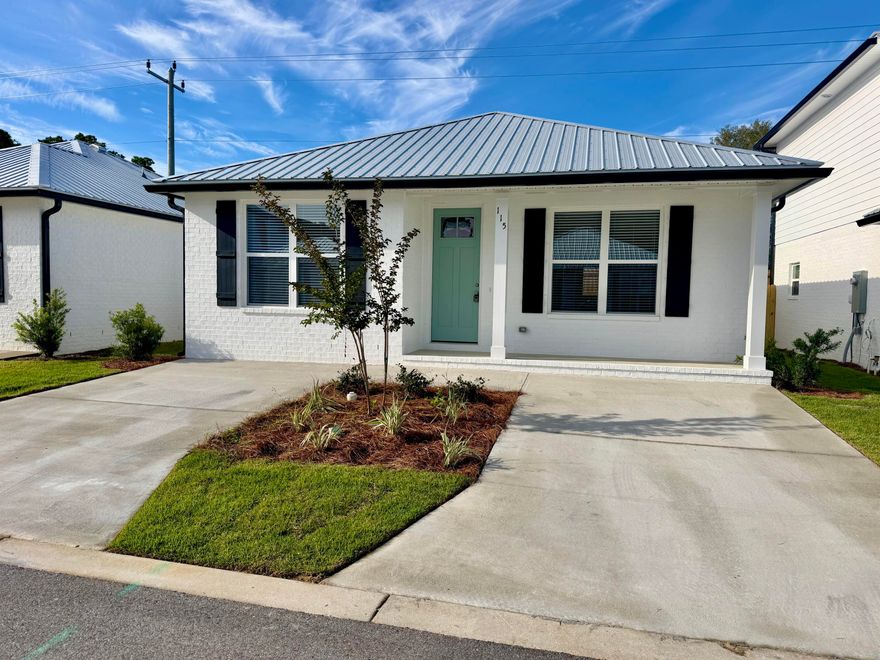 Welcome to The Cottages, a charming new neighborhood featuring just 20 homes and within minutes to the gates of Eglin AFB. This new and beautifully crafted 2-bedroom, 2-bath cottage blends classic coastal style with modern comforts.  Painted brick accents, quartz countertops, stainless steel appliances, luxury vinyl plank and tile flooring, and a durable metal roof--all designed for low maintenance and long-lasting quality. The thoughtful layout offers bright, open living spaces and contemporary finishes throughout.  The home includes parking for two vehicles, with additional guest parking conveniently located within the neighborhood.  No smoking or vaping. NO pets. Call 850-389-8787 for details.