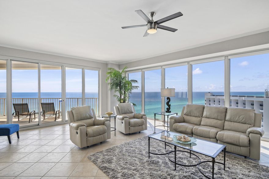 Rare Find! There is no better view in Destin! 3 bed/3 bath 'Oceanfront Penthouse'!  This luxurious condo offers breathtaking ocean views w/ floor to ceiling glass! Light, bright, open spaces plus HUGE 500ft patio are thoughtfully designed with all the comforts of home. No need to remodel - paint, bathrooms, quartz counters and lighting all approx 2 yrs!  You are steps from the sugar white sand and sparkling water! Perfect for lazy days of relaxing or entertaining friends and family. 'The Tides' is the newest condo building at the beautiful 52 acre Tops'l Beach and Racquet Resort.  'The Tides' boasts a private pool and kiddie pool for owners and guests, pickleball, basketball, shuffleboard, mini-golf and  BBQ grills. Welcome to your new home on the most beautiful beach in the world!