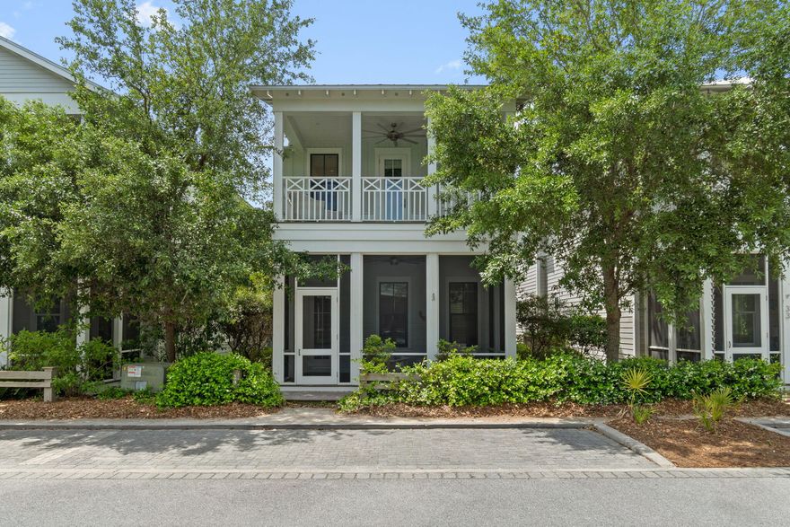 Located in WaterColor's sought-after Crossings District, this Huff Construction-built home offers 4 bedrooms, 4.5 baths, and over 2,400 sq ft of well-designed living space--ideal for personal use or rental income. The open main level features 10' ceilings, hardwood floors, and a seamless flow into the kitchen and dining areas. The kitchen includes custom cabinetry, granite countertops, a GE Café appliance package, and a large island. Multiple porches extend the living outdoors, while an upstairs bunk room and flex space provide added versatility. Additional highlights include a golf cart garage and full-size laundry. Just moments from the Beach Club, pools, tennis, trails, and Camp WaterColor, this home offers strong rental history and future bookings in place.