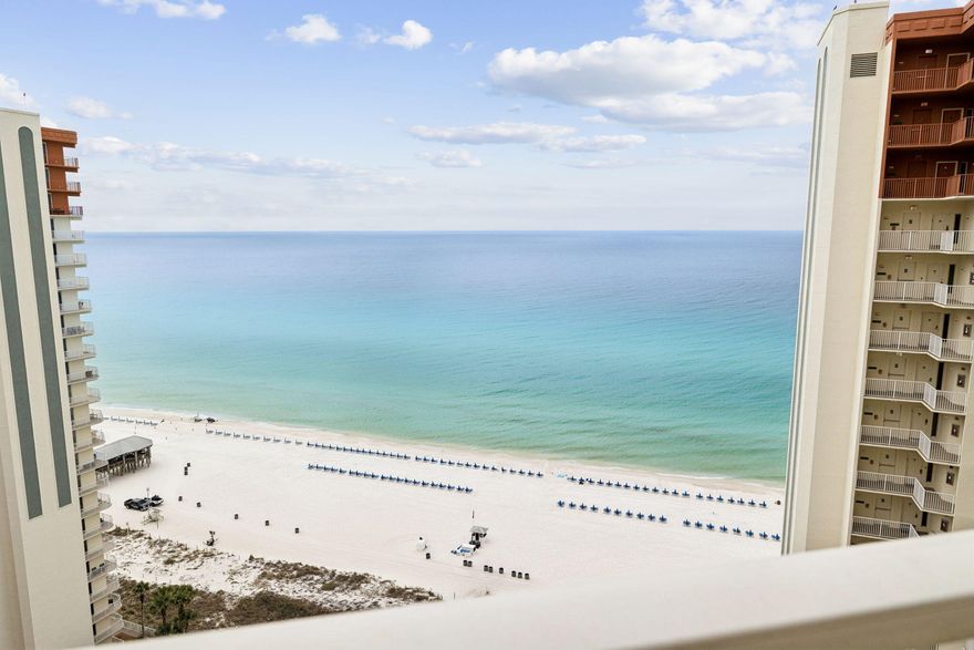 Welcome to your Gulf-front condo in Panama City Beach at the highly sought-after Shores of Panama--a proven short-term rental investment with strong income history and breathtaking direct Gulf views from the 20th floor. This 2 bedroom, 2-bath Gulf-front condo is designed for both personal enjoyment and maximum rental performance. The open-concept layout features a fully equipped kitchen with stainless steel appliances, a spacious living area with updated coastal furnishings, and floor-to-ceiling glass doors leading to a private balcony overlooking the emerald waters and white sand beaches of the Gulf of Mexico.
The primary suite offers a comfortable king-sized bed, while the separate bunk room (queen-over-queen configuration) significantly increases occupancy--making this unit ideal for vacation rental income. Coastal tones and modern finishes create a bright, clean, and turnkey-ready interior. 

Step outside to your private balcony and take in panoramic beachfront views, perfect for sunrise coffee or sunset cocktails--one of the most desirable features for Panama City Beach vacation rentals.This unit also includes a deeded parking space, a rare and highly valuable asset that enhances both convenience and rental appeal.

Owners and guests at Shores of Panama enjoy resort-style amenities including: Lagoon-style beachfront pool,Indoor heated pool & hot tub, Fitness center & full-service spa, On-site dining and bar, Direct beach access.

Located in the heart of Panama City Beach, Florida, this property is minutes from dining, entertainment, and attractions--making it a top choice for investment property buyers, second-home owners, and those seeking a turnkey beachfront condo. Whether you're searching for a high-performing investment property or a Gulf-front second home, this opportunity delivers on every level.