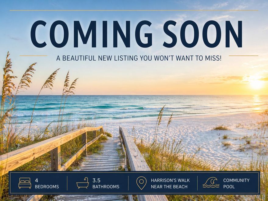 Spacious coastal living just minutes from the Gulf of Mexico. This 4-bedroom home in Harrison's Walk delivers style, space, and an unbeatable location.

Welcome to this beautifully updated 4-bedroom, 3.5-bath home in the sought-after community of Harrison's Walk, ideally located near the beach. Offering generous square footage at an exceptional value, this home combines comfort, style, and convenience in a peaceful coastal setting. From the moment you arrive, you'll notice the inviting curb appeal with a covered front porch and brick paver driveway. Inside, the home features fresh interior paint, brand-new carpeting, and durable tile flooring throughout the main living areas. Elevated ceilings and abundant natural light create a bright and airy atmosphere, while details like crown molding and classic wainscoting add a touch of coastal charm.

The thoughtfully designed open layout is perfect for both everyday living and entertaining. The kitchen is well-appointed with rich wood cabinetry, expansive granite countertops, and a breakfast bar accented by pendant lighting. It flows seamlessly into both a formal dining space and an additional casual dining area, offering plenty of room for gatherings.

The primary suite is conveniently located on the first floor and provides a spacious retreat with a private ensuite bath featuring dual vanities, granite surfaces, and a shower/tub combination. Upstairs, you'll find three additional bedrooms, including one with its own private bath, while the remaining bedrooms share a well-designed hall bath. A versatile loft area at the top of the stairs, complete with hardwood flooring, offers the perfect space for a second living area, office, or media room.

Residents of Harrison's Walk enjoy access to a community pool and a quiet, residential atmosphere just moments from shopping, dining, and beach access. Short-term rentals are not permitted, making this an excellent option for a primary residence or long-term investment property, with a minimum six-month rental policy in place.