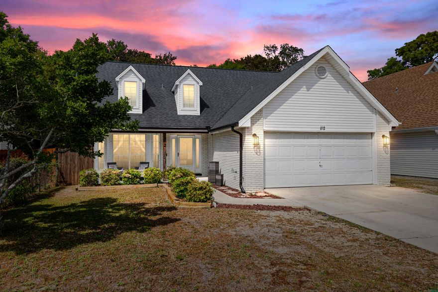 Discover this beautifully maintained Florida cottage offering 4 bedrooms and 2.5 baths in a prime central location. Just 4 miles from Eglin AFB and 5.8 miles from Hurlburt Field, this home is perfectly positioned for convenience while still delivering a relaxed coastal lifestyle. Enjoy the stunning beaches of Okaloosa Island just a short 10-minute drive away, or take advantage of the nearby bay and public boat launch only a quarter mile from your doorstep.
Inside, the home features thoughtful updates and timeless charm, including oak flooring, a spacious dining area, and an open-concept kitchen overlooking the living room with soaring two-story vaulted ceilings. Natural light pours in through Velux skylights with remote shades, while a cozy gas-burning fireplace creates the perfect gathering space. Additional highlights include a floored attic for easy storage, a backyard workshop, and a dedicated grill deck--ideal for entertaining.