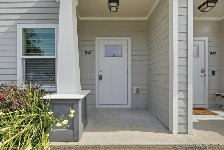 This beautiful 3-bedroom, 2.5-bath townhome offers the perfect blend of comfort, style, and convenience. Need extra storage? No problem! This townhouse also includes a convenient storage closet to keep your belongings organized. Along with access to a community pool, playground, pickleball and basketball courts! This home is just minutes from an elementary school, Publix shopping center and a short drive to the white sands of 30A and South Walton. Step inside to discover stunning LVP flooring throughout (no carpet). The open-concept main level features a spacious living area with a cozy nook and an inviting eat-in kitchen designed for both everyday living and entertaining. The kitchen shines with sleek quartz countertops, stainless steel appliances including a flat cooktop stove, a stylish backsplash, and a breakfast bar. A convenient half guest bath with pedestal sink completes the downstairs living space.
Upstairs, the primary suite offers a private en suite bathroom. Two additional bedrooms share a full bathroom with shower, while the upstairs laundry area includes a washer and dryer for added convenience. Residents enjoy low-maintenance living with lawn service, and garbage service included in the rent. This townhouse offers the perfect blend of comfort and style. Contact us today for a showing today!