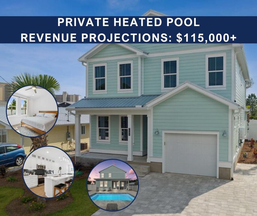 Here you can have the best of both worlds: Private pool AND close to beach access!

Whether you want to stay in and swim or venture out to salt and sand, 7403 Sunset has you covered!

HIGHLIGHTS:
--Fully furnished and ready to rent!
--Master suite downstairs
--4 spacious bedrooms (2 with en suites)
--4 full + 1 half bath
--Split living/dining areas with lots of possibilities
--Great flow from kitchen to dining to living area
--Coffee bar area
--Laundry room downstairs
--Bonus room upstairs for lounging, play, or bunks
--Private heated pool with large decking
--Covered back porch
--Single-car garage (would make a great game room!)
--Driveway parking for 3 + golf cart space
 See the walkthrough video attached to this listing, and ask your agent for the Airbnb link as well.

Thank you for your interest.  We look forward to your offer!