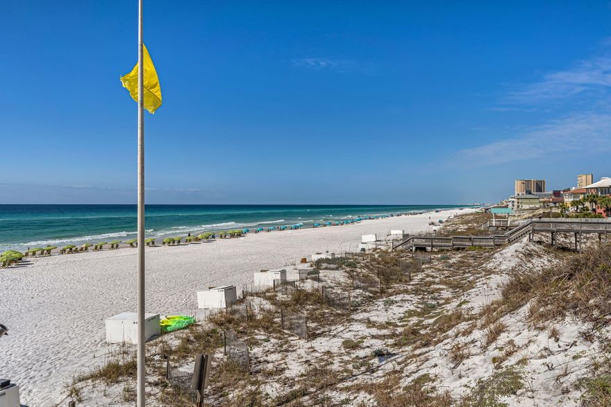 MOTIVATED SELLER!       LOW DENSITY BEACH!  
Welcome to your charming coastal retreat in Hidden Dunes, a gem within one of the Emerald Coast's most desirable gated, resort-style communities spanning 27 lush acres in Miramar Beach, FL. 

This is more than a condo--it's a lifestyle defined by space, privacy, and exclusive beach access. What truly set this property apart is exclusive access to Hidden Dunes' deeded, low-density private beach--a rare find along the Emerald Coast. 
Owners and guests enjoy seasonal beach service and tram service, making your beach days easy, relaxing, and uncrowded.

This beautifully maintained 821-square-foot residence offers the perfect blend of comfort and convenience, featuring a generously sized bedroom and 1.5 renovated bathrooms designed for both everyday  living and guest privacy.
Step inside to a warm, inviting living space, tastefully furnished for effortless relaxation. The open-concept kitchen is thoughtfully updated with granite countertops, stainless steel appliances, a double oven, and a convenient breakfast bar--ideal for casual dining or entertaining.
Unwind on your private screened-in patio overlooking the sparkling pool, a peaceful setting for morning coffee or evening cocktails. With direct gate access just steps away, enjoy effortless entry to the community pool and hot tub for year-round relaxation.
Surrounded by mature landscaping and natural beauty, Hidden Dunes also offers premier amenities including 5 clay tennis courts and 5 pickleball courts, walking paths, and a tranquil coastal setting that feels worlds away--yet remains close to shopping, dining, and entertainment.
Whether you're seeking a full-time residence, second home, or investment opportunity, this fully furnished, move-in-ready condo delivers exceptional value in a highly sought-after community.
Don't miss your opportunity to own a true Hidden Gem--schedule your private showing today!